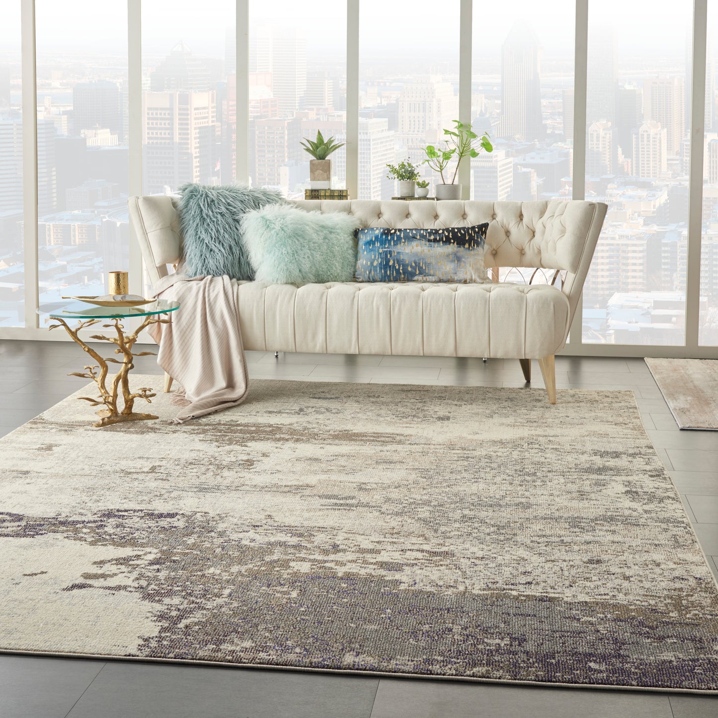 Nourison Celestial 9' x 12' Ivory/Grey Modern Indoor Rug