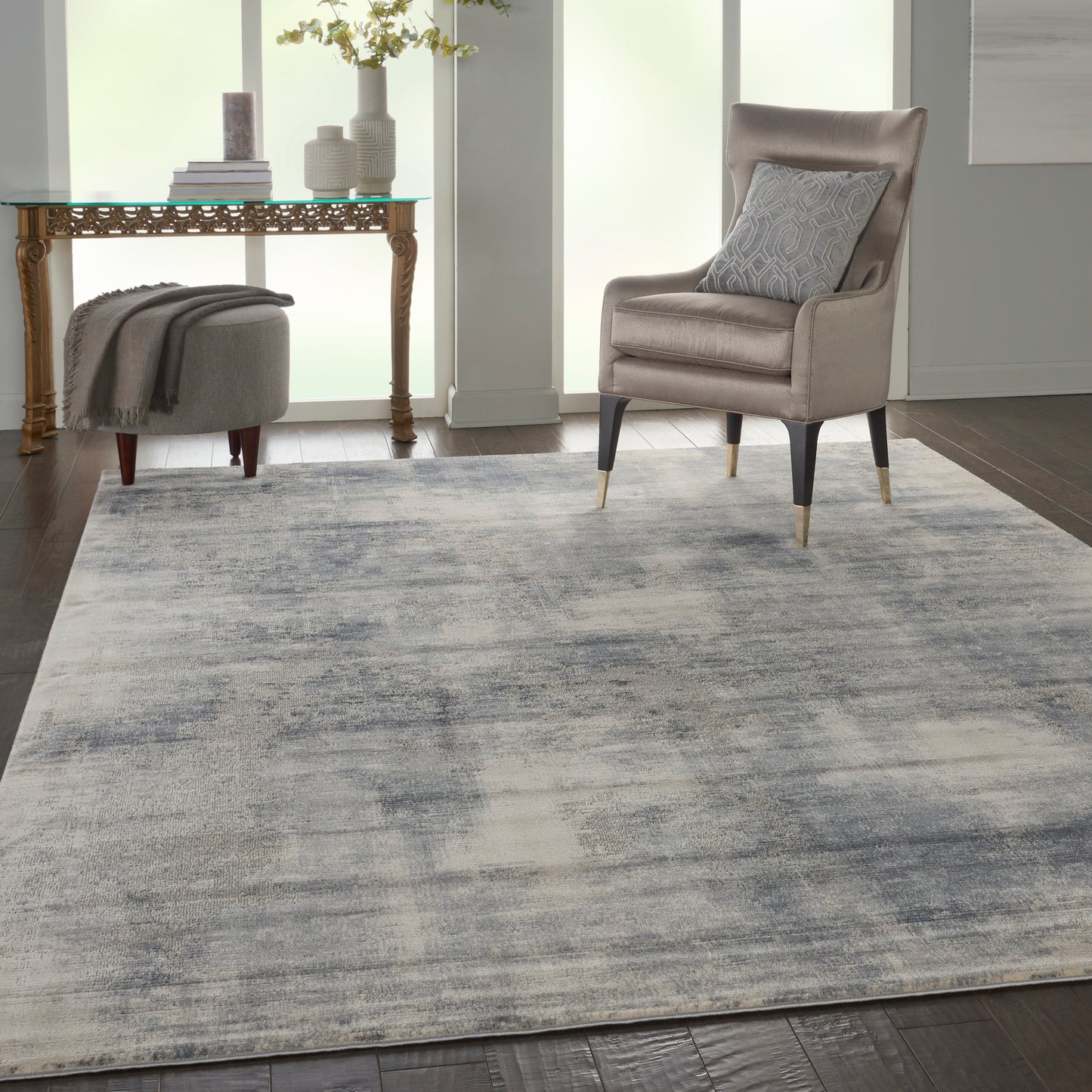 Nourison Rustic Textures 7'10" x 10'6" Blue Ivory Modern Indoor Rug