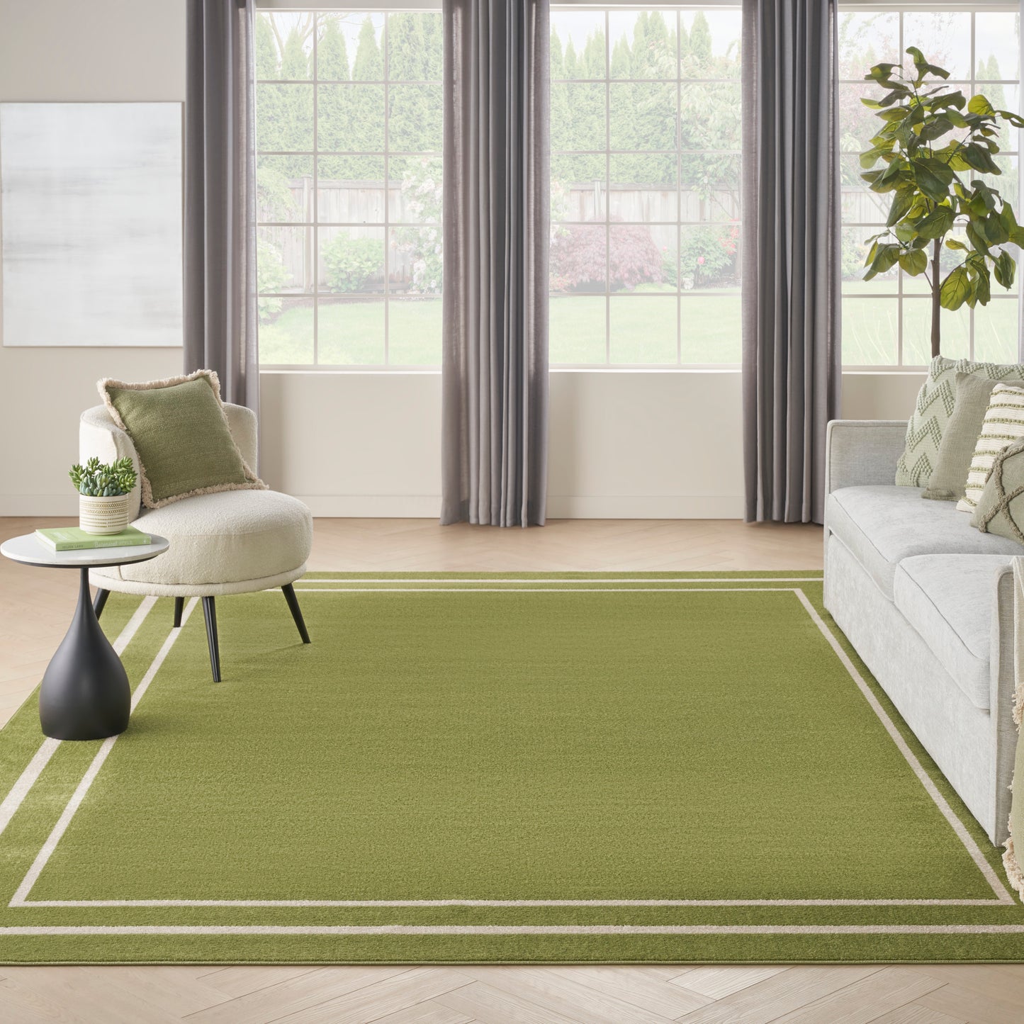 Nourison Nourison Essentials 9' x 12' Green Ivory Contemporary Rug