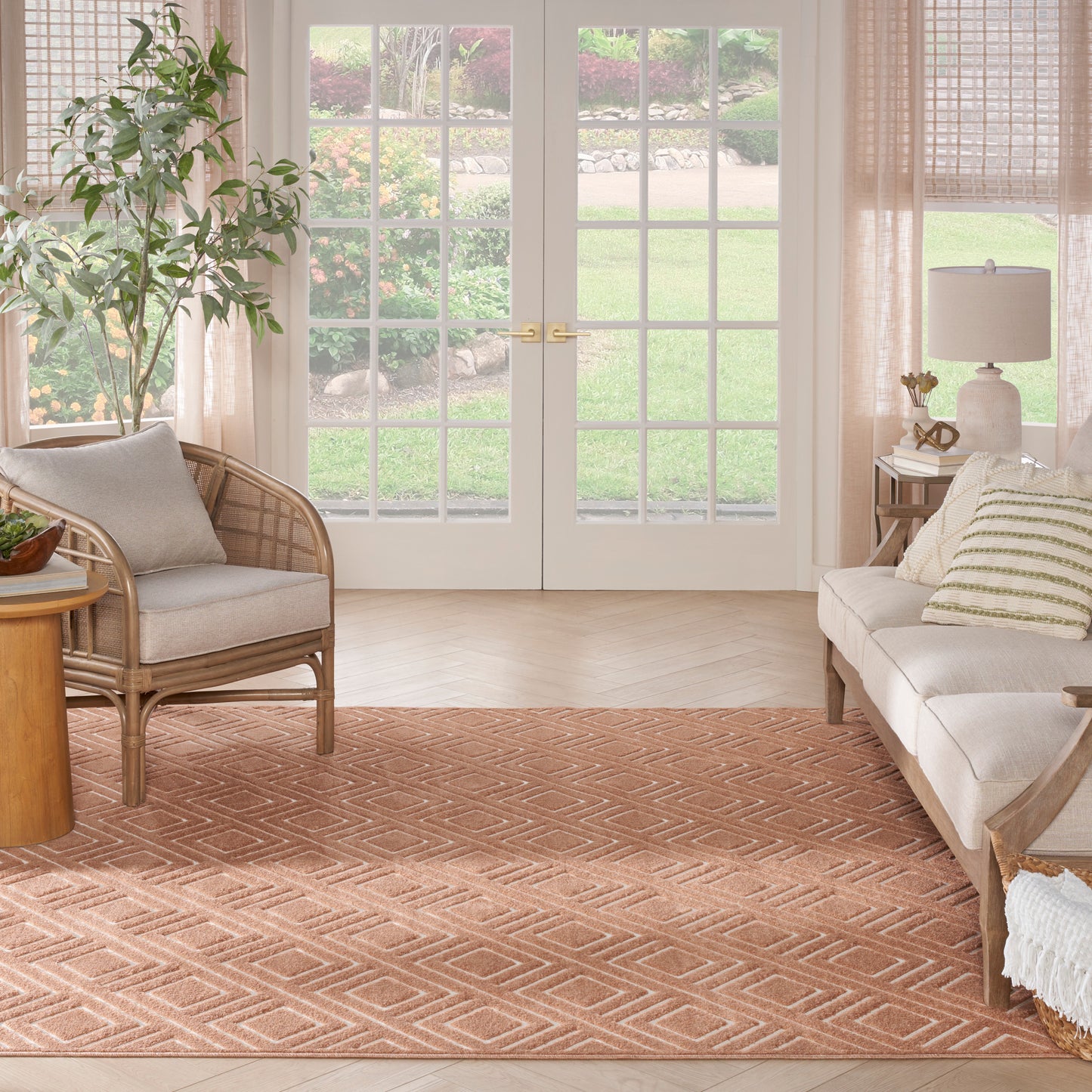 Nourison Care Free 9'2" x 12' Copper Modern Indoor Rug