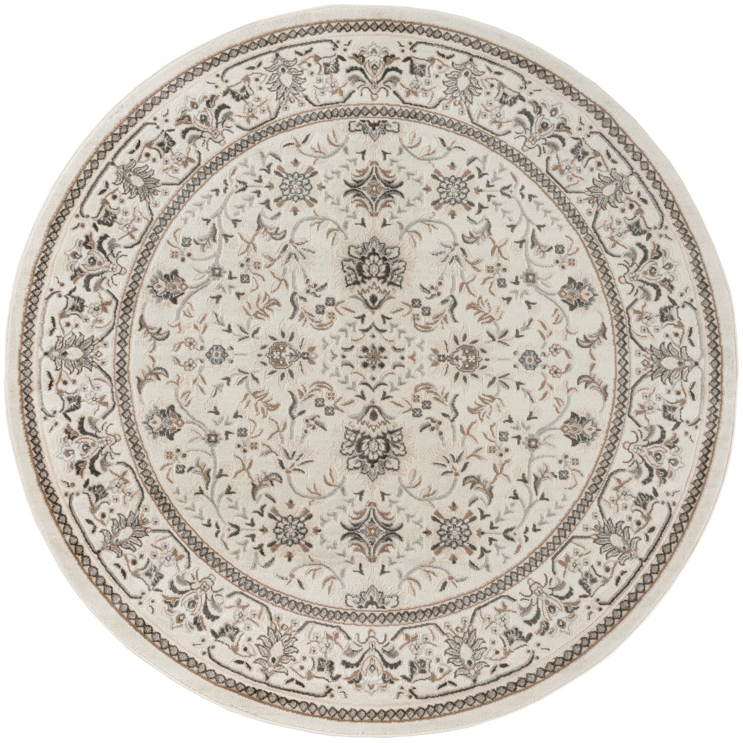 Nourison Serenity Home 8' x Round Ivory Mocha Vintage Indoor Rug