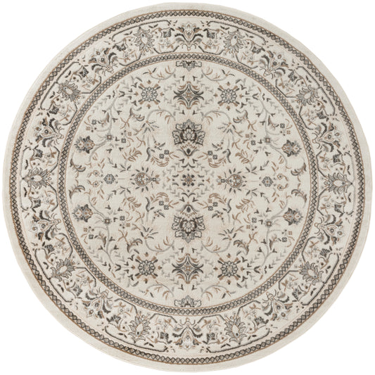 Nourison Serenity Home 8' x Round Ivory Mocha Vintage Indoor Rug