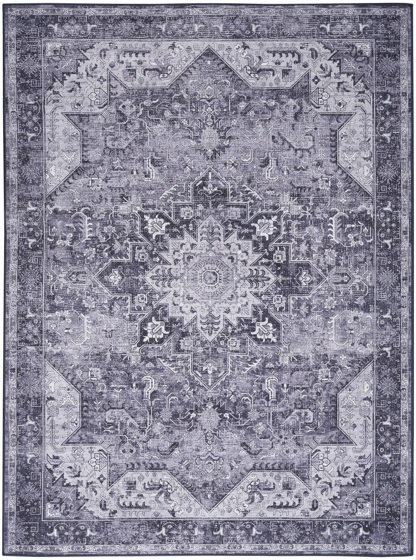 Nourison Nourison Washables 4' x 6' Charcoal Grey Vintage Indoor Rug