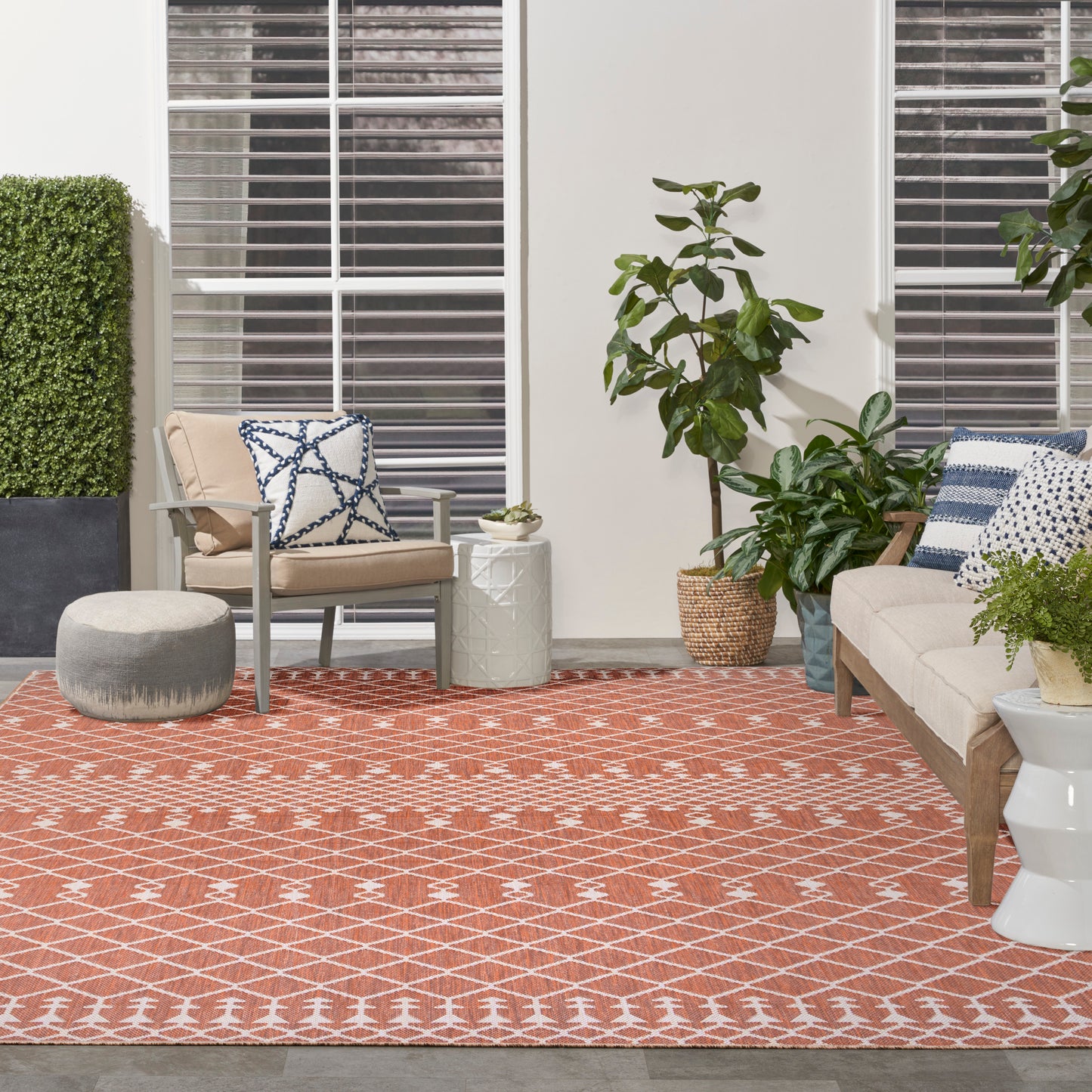 Nourison Positano 9' x 12' Terracotta Modern Rug