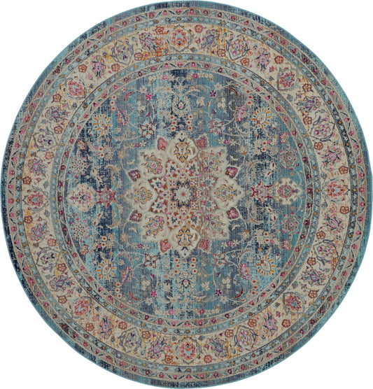 Nourison Vintage Kashan 6' x Round Blue Vintage Indoor Rug