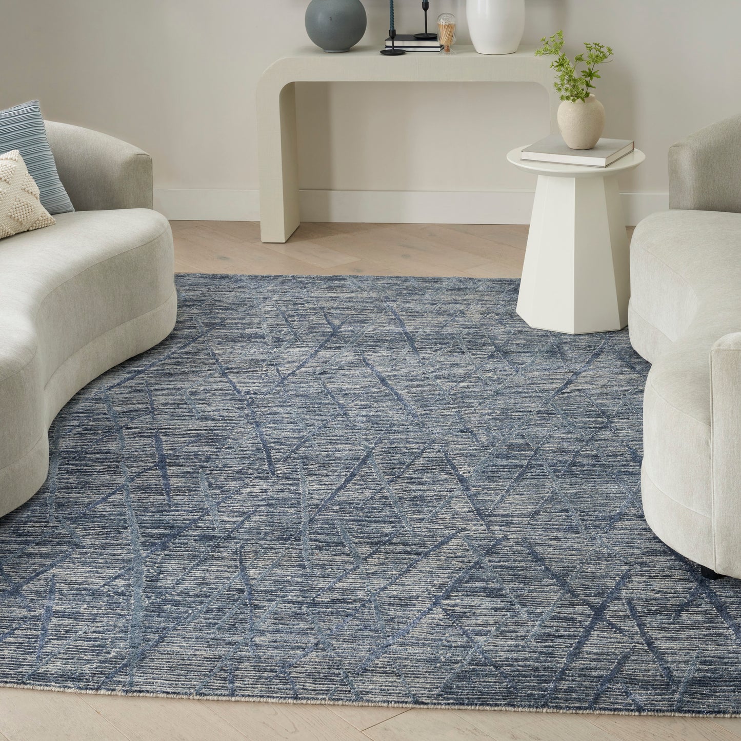 Nourison Ocean 7'9" x 9'9" Indigo Modern Indoor Rug