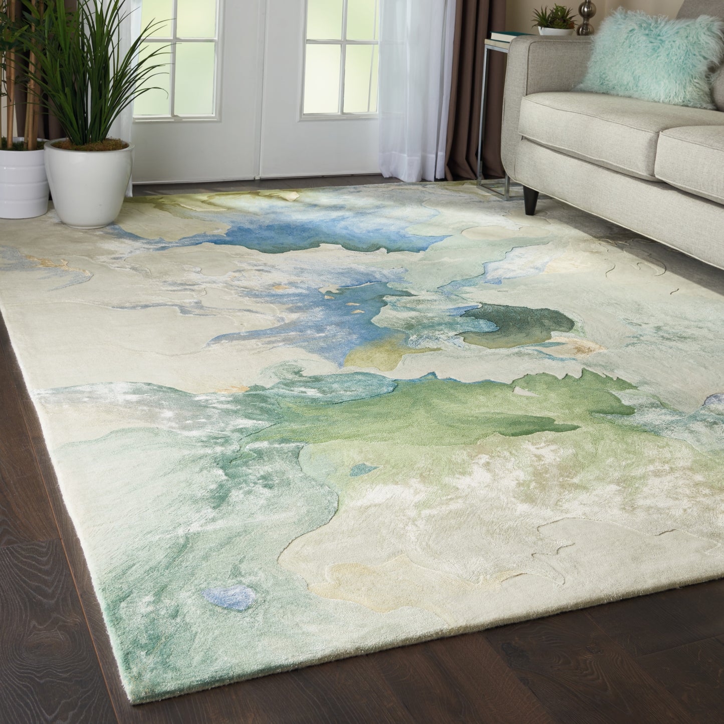 Nourison Prismatic 7'9" x 9'9" Seafoam Modern Indoor Rug