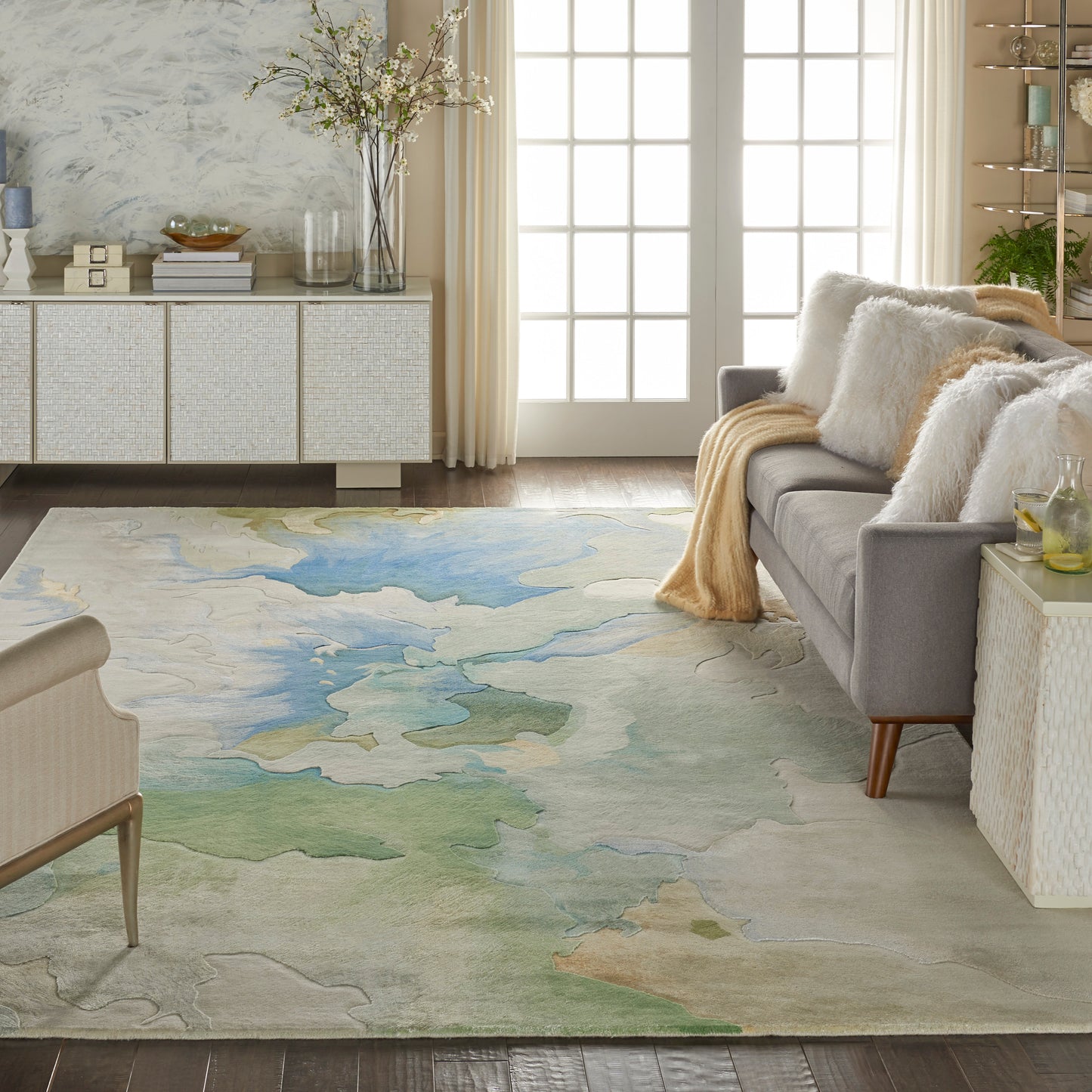 Nourison Prismatic 9'9" x 13'9" Seafoam Modern Indoor Rug