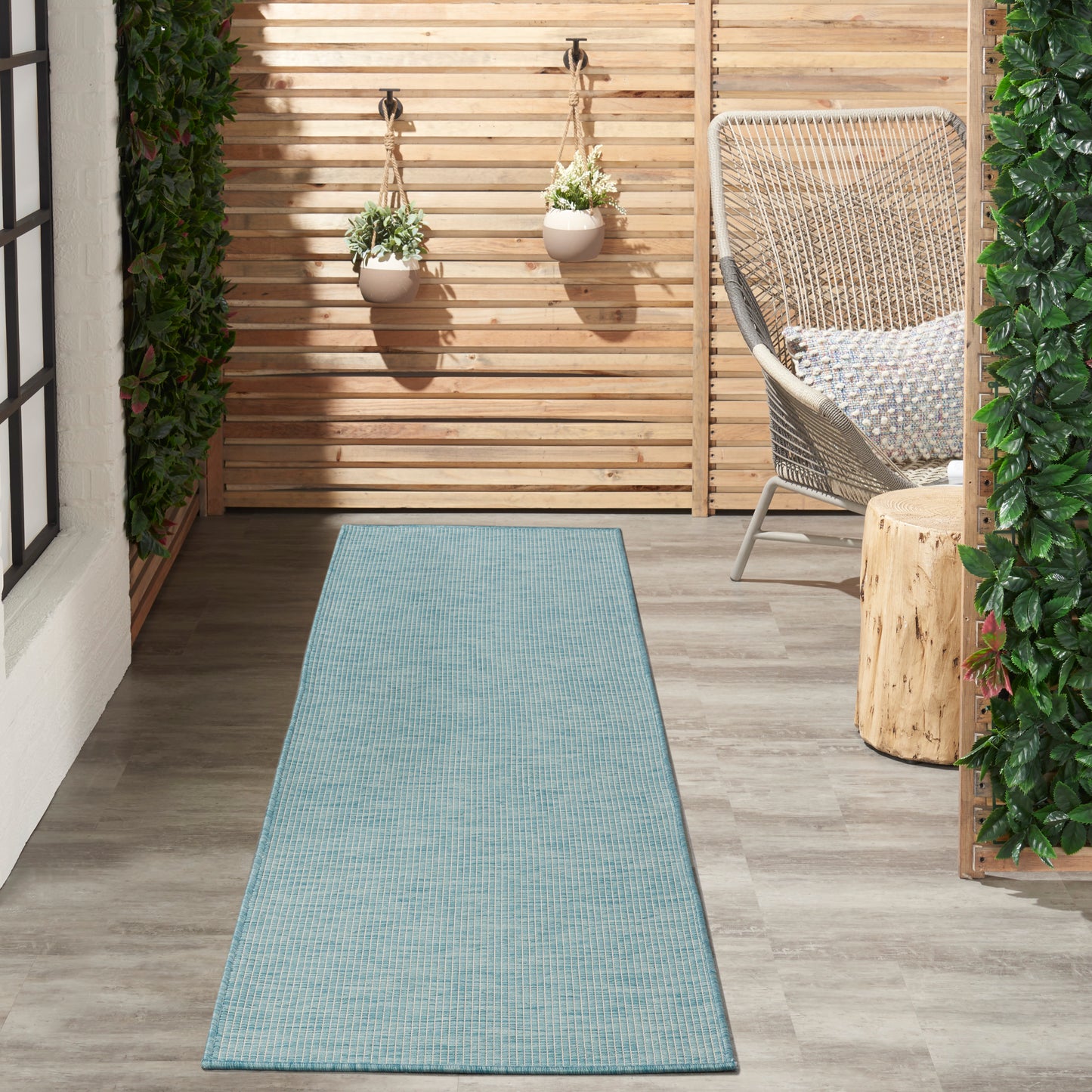 Nourison Positano 2'2" x 12' Aqua Modern Rug