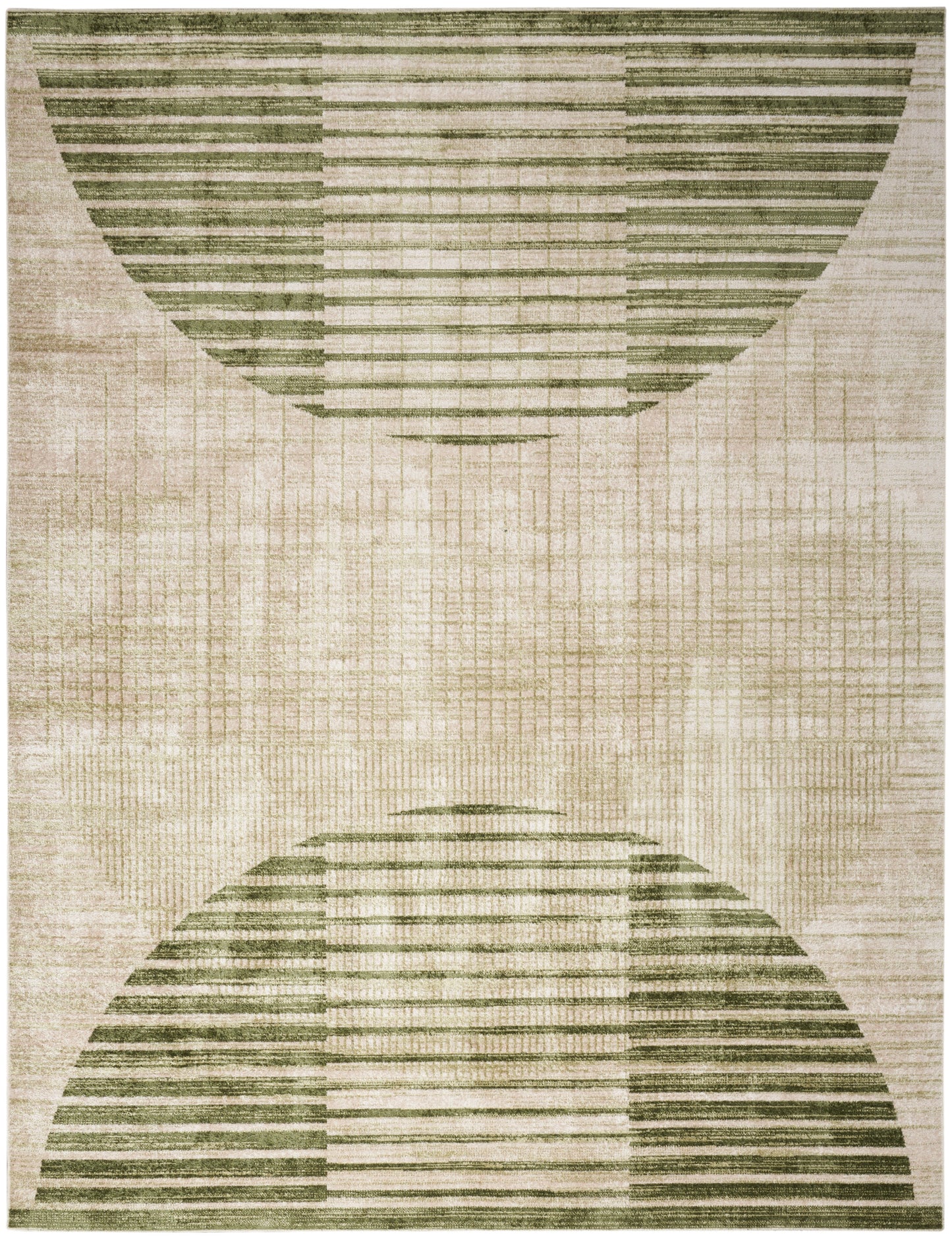 Nourison Astra Machine Washable 7'10" x 10' Ivory Olive Mid-Century Modern Indoor Rug