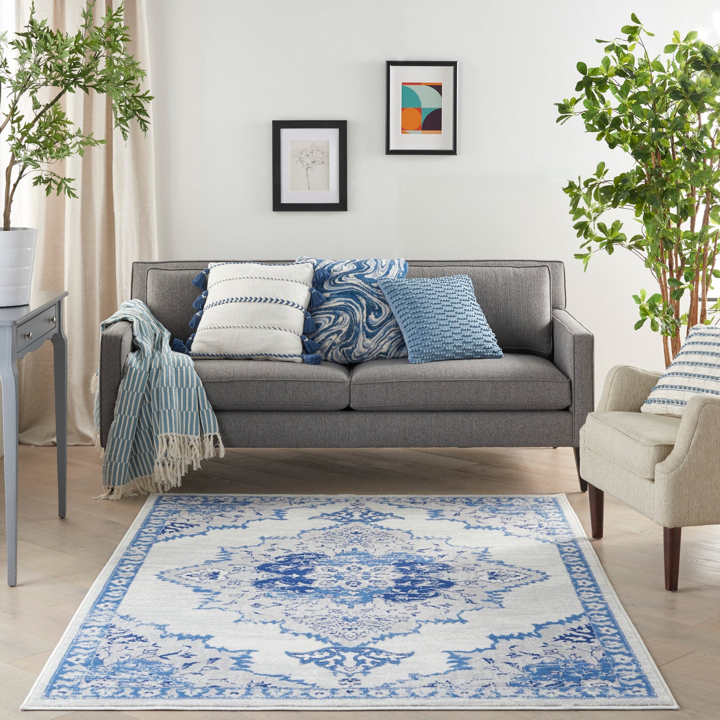 Nourison Whimsicle 6' x 9' Ivory Blue Bohemian Indoor Rug