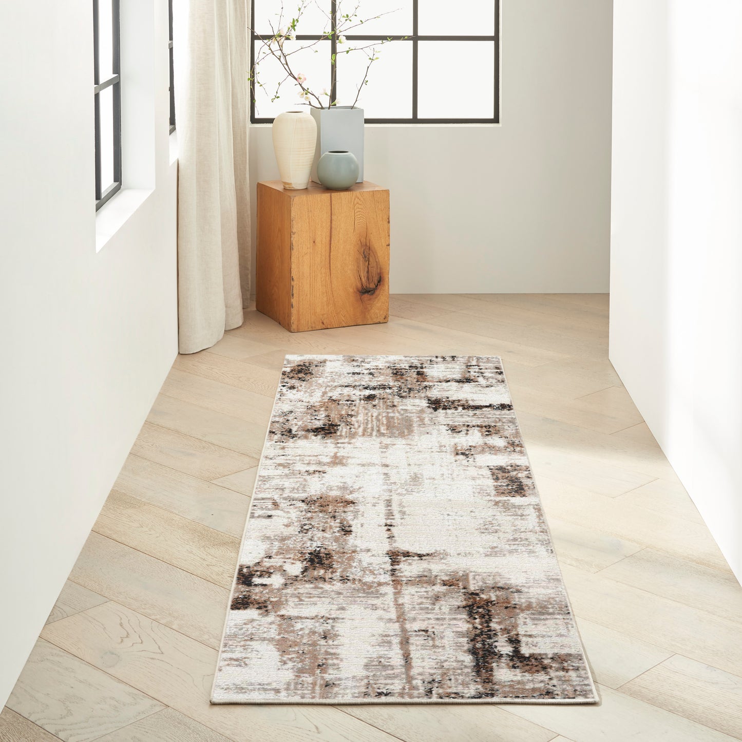 Calvin Klein Captivating 2'3" x 7'3" Cream Beige Modern Indoor Rug