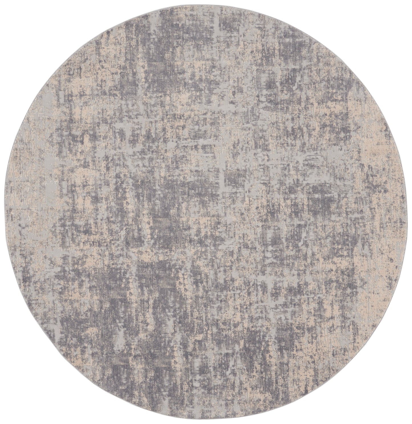 Nourison Rustic Textures 5'3" x Round Ivory/Silver Modern Indoor Rug