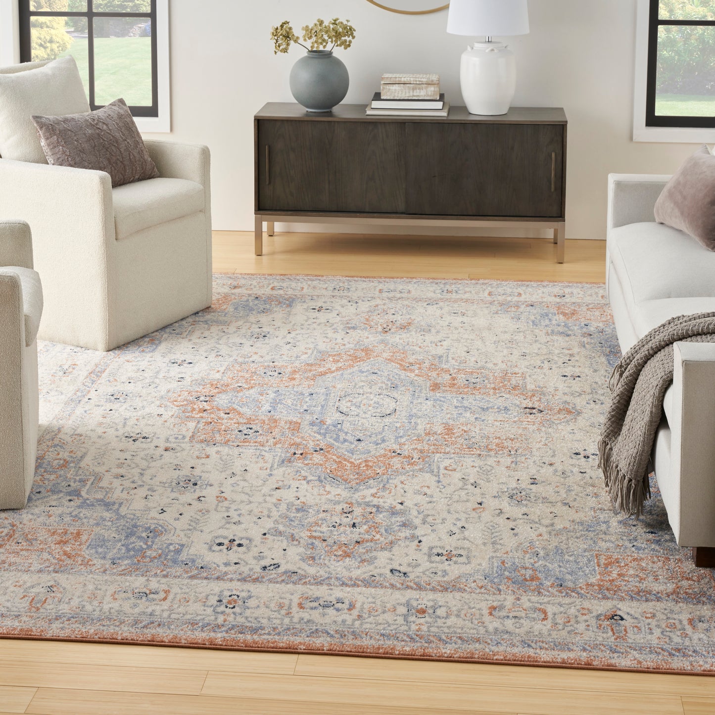 Nourison Nourison Essentials Persian 6' x 9' Beige Blue Vintage Rug