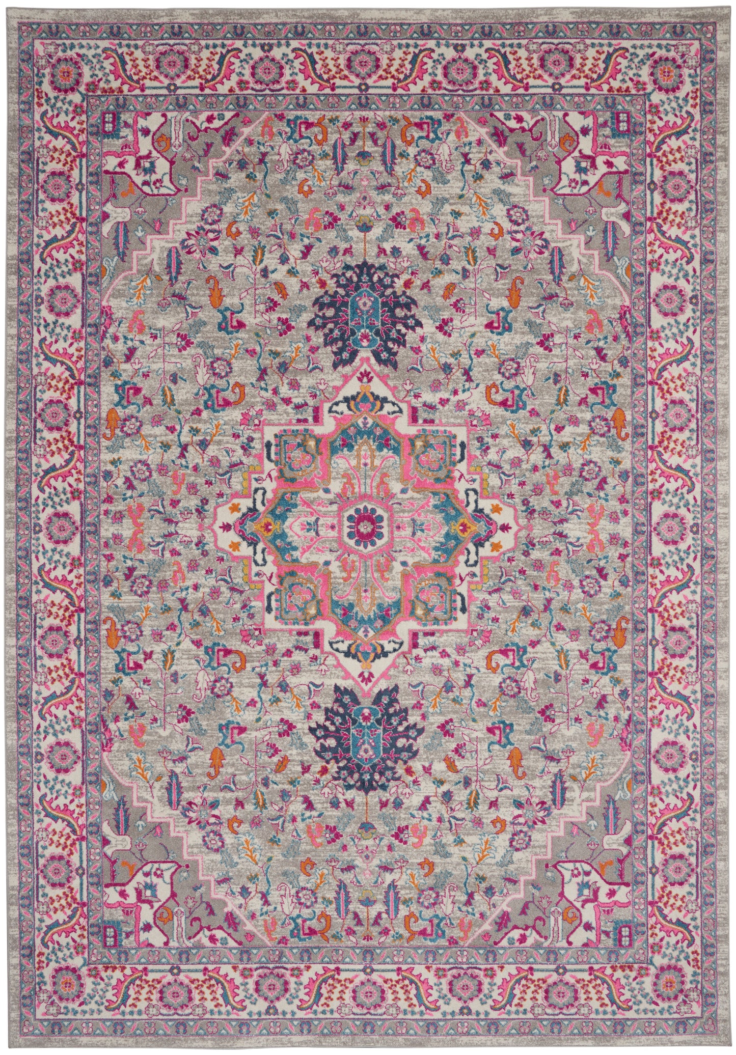 Nourison Passion 9' x 12' Light Grey/Pink Bohemian Indoor Rug