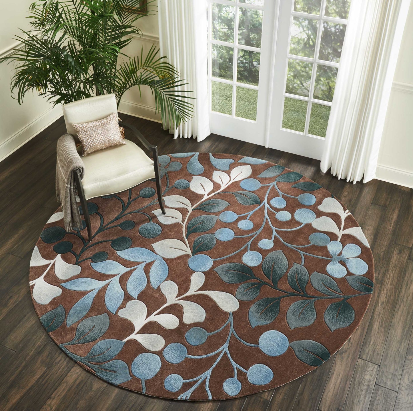 Nourison Contour 8' x Round Mocha Contemporary Indoor Rug