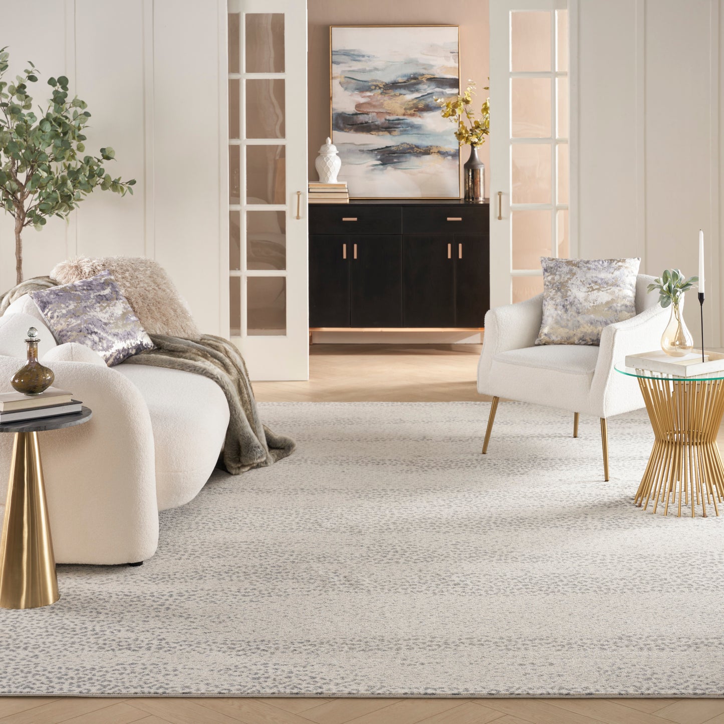 Inspire Me! Home Décor Elegance 7'10" x 10'6" Beige Grey Modern Indoor Rug