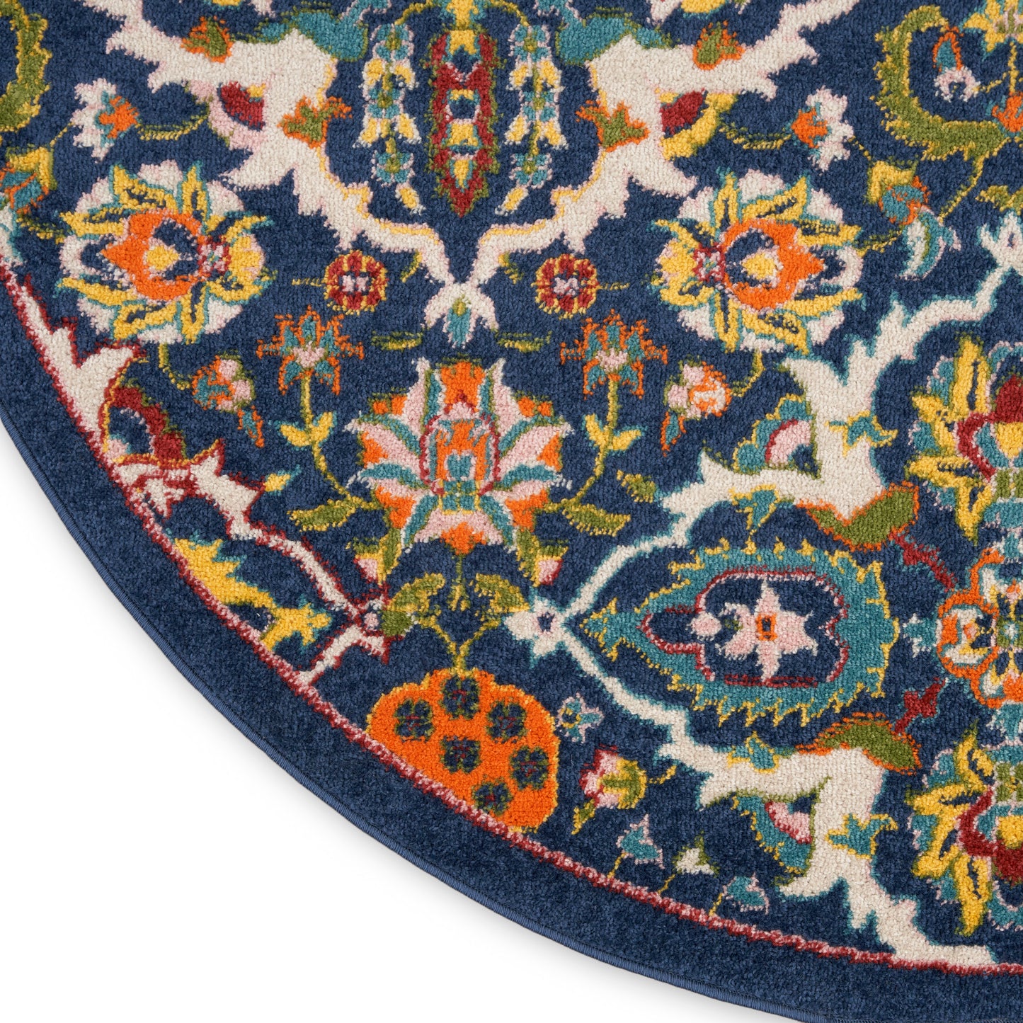 Nourison Allur 7’10” x Round Navy Multicolor Bohemian Indoor Rug