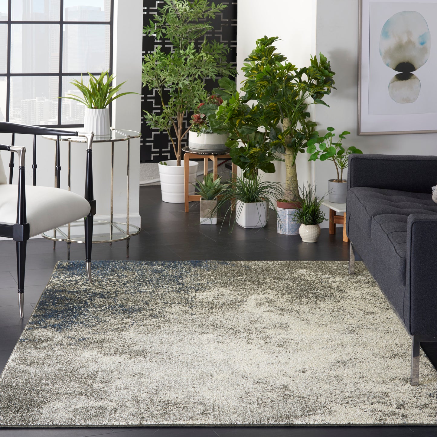 Nourison Passion 3'9" x 5'9" Charcoal Ivory Modern Indoor Rug