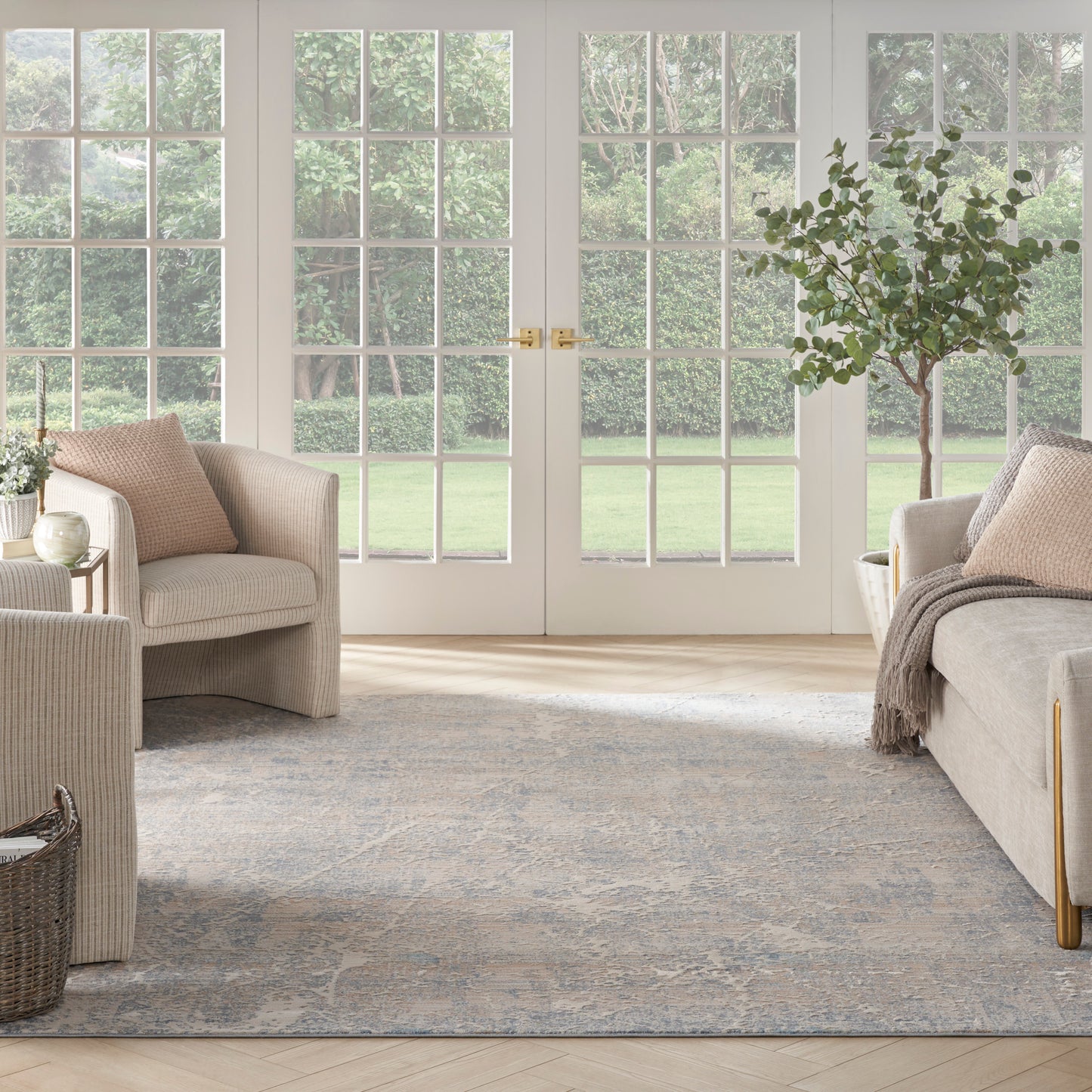 Nourison Exhale 7'10" x 9'10" Beige Blue Modern Indoor Rug