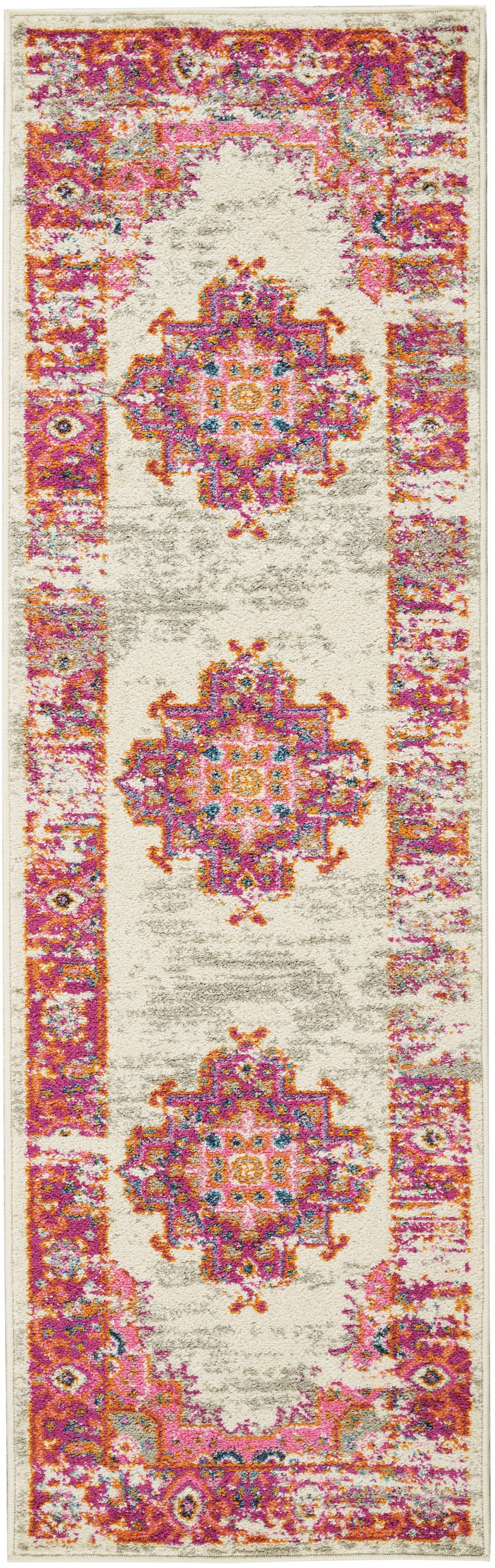 Nourison Passion 1'10" x 6' Ivory/Fuchsia Bohemian Indoor Rug