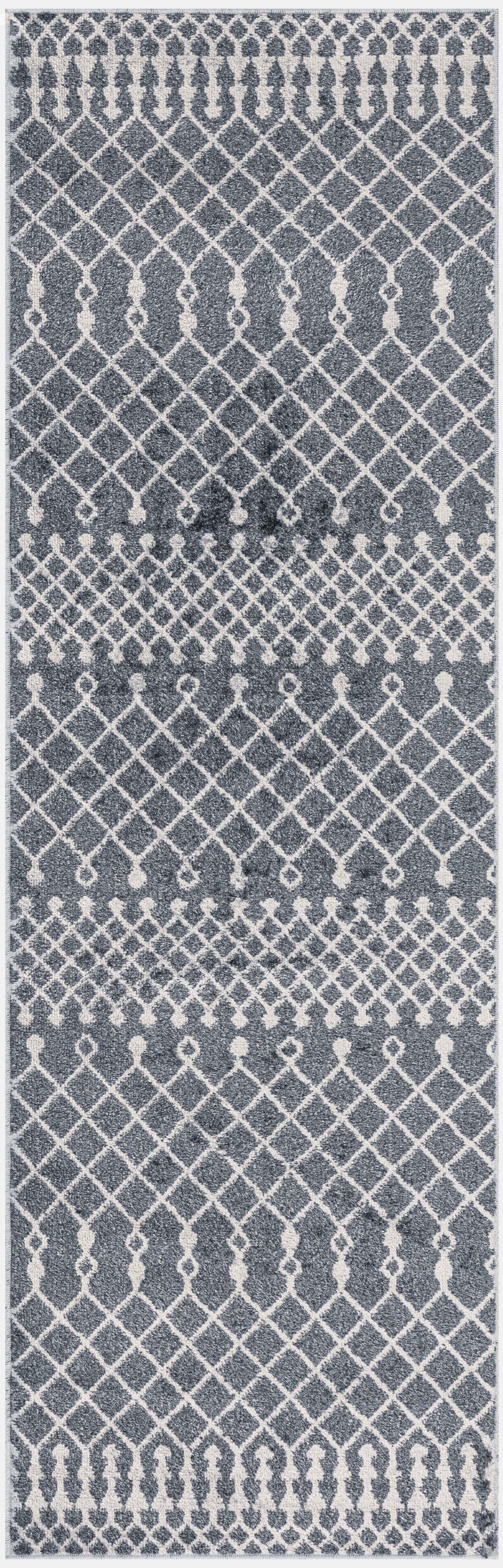 Nourison Astra Machine Washable 2'2" x 8' Denim Bohemian Indoor Rug