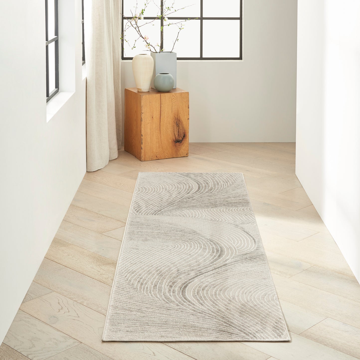 Calvin Klein Captivating 2'3" x 7'3" Ivory Modern Indoor Rug