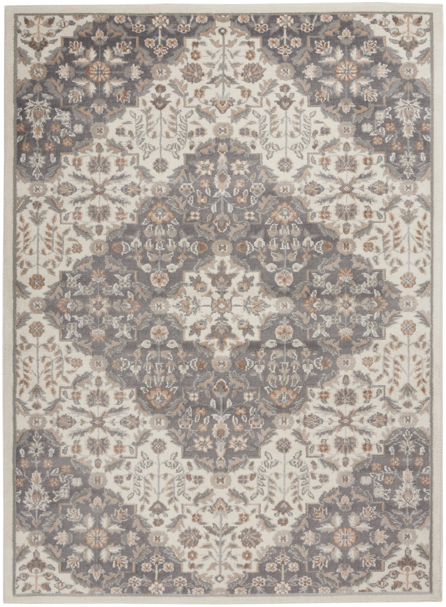 Nourison Elation 4' x 6' Ivory Grey Transitional Indoor Rug