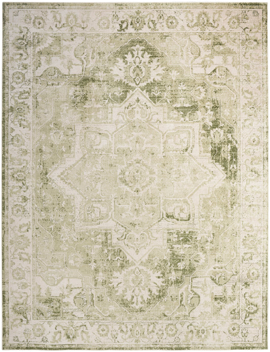 Nourison Astra Machine Washable 6'7" x 9' Ivory Green Vintage Indoor Rug