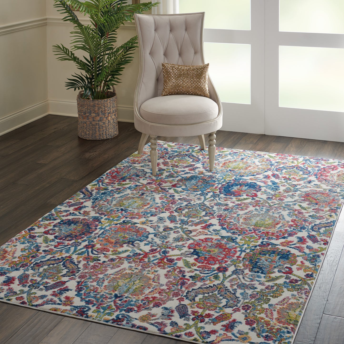 Nourison Ankara Global 4' x 6' Ivory Blue Vintage Indoor Rug