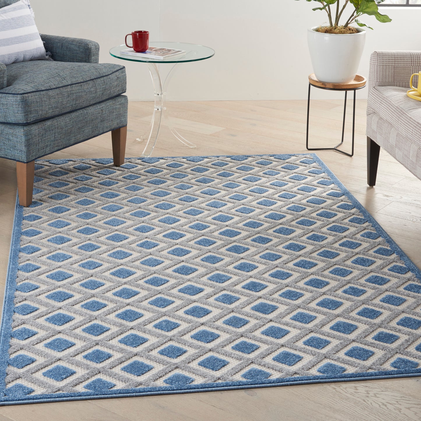 Nourison Aloha 3'6" x 5'6" Blue Grey Modern Rug