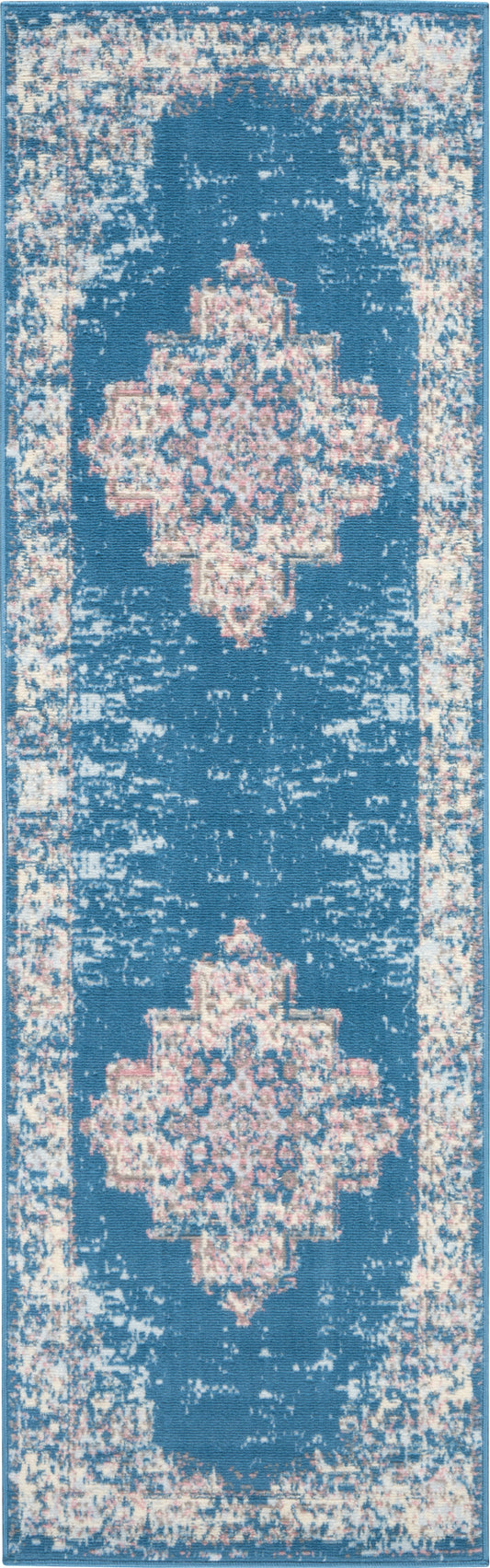 Nourison Grafix 2'3" x 7'6" Blue Vintage Indoor Rug