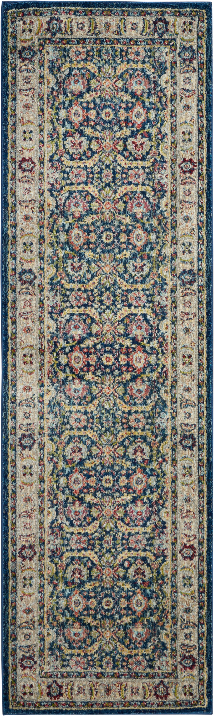 Nourison Ankara Global 2' x 6' Navy Multicolor Traditional Indoor Rug