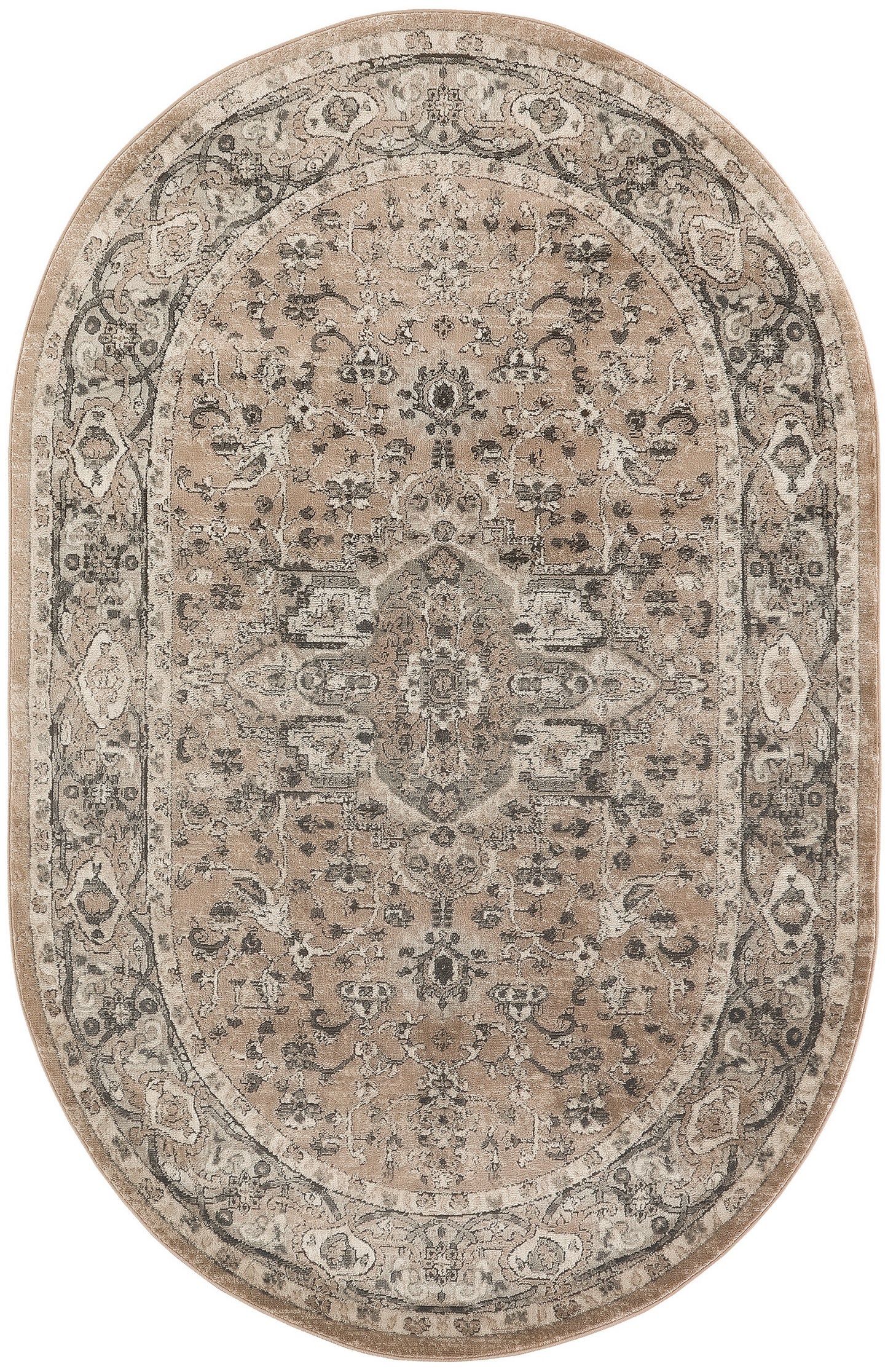 Nourison Quarry 6' x 9' Oval Beige Grey Farmhouse Indoor Rug