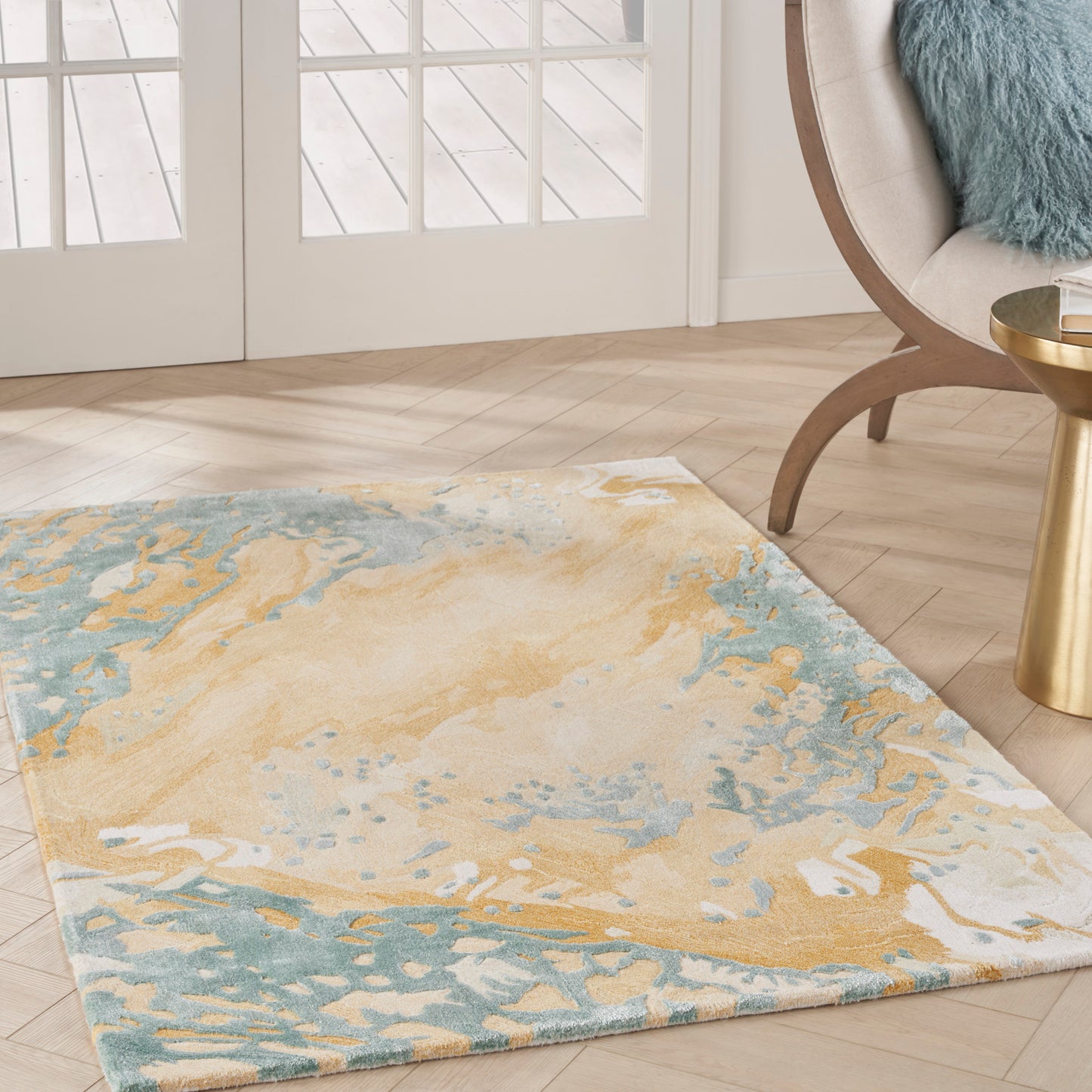 Nourison Prismatic 3'9" x 5'9" Sand Blue Modern Indoor Rug