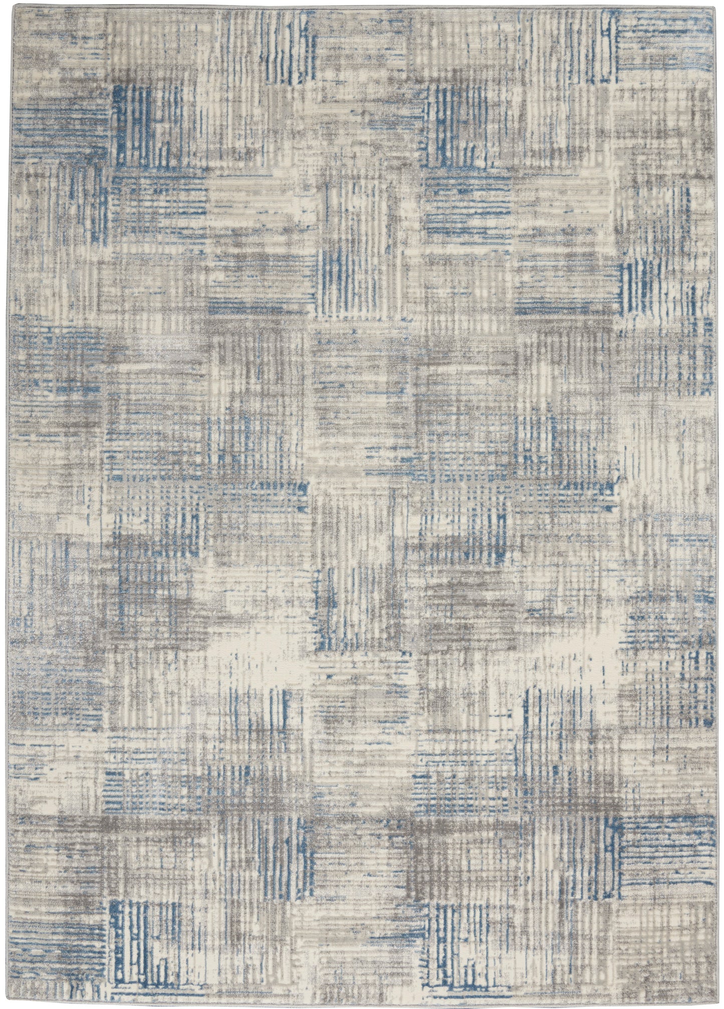 Nourison Solace 5'3" x 7'3" Ivory/Grey/Blue Modern Indoor Rug