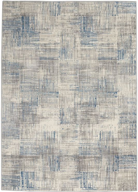 Nourison Solace 5'3" x 7'3" Ivory/Grey/Blue Modern Indoor Rug