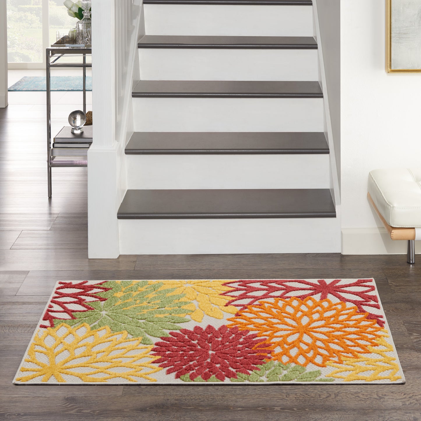 Nourison Aloha 2'8" x 4' Red Multicolor Tropical Rug