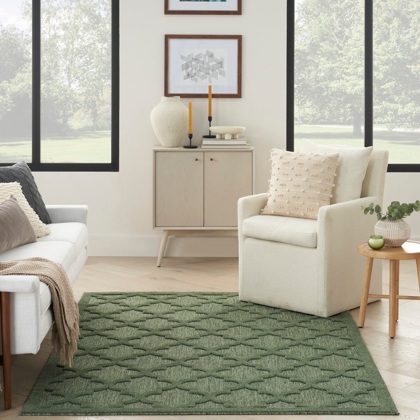 Nourison Easy Care 5' x 7' Green Modern Rug