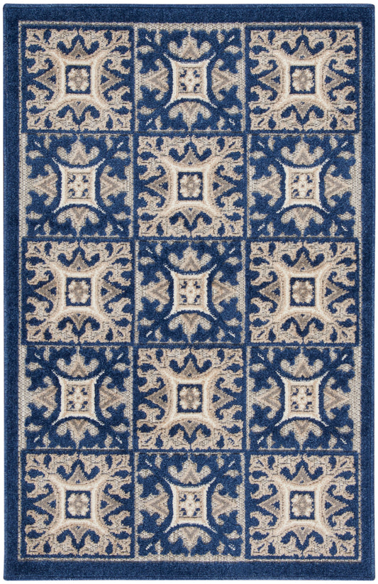 Nourison Aloha 2'8" x 4' Blue Contemporary Rug