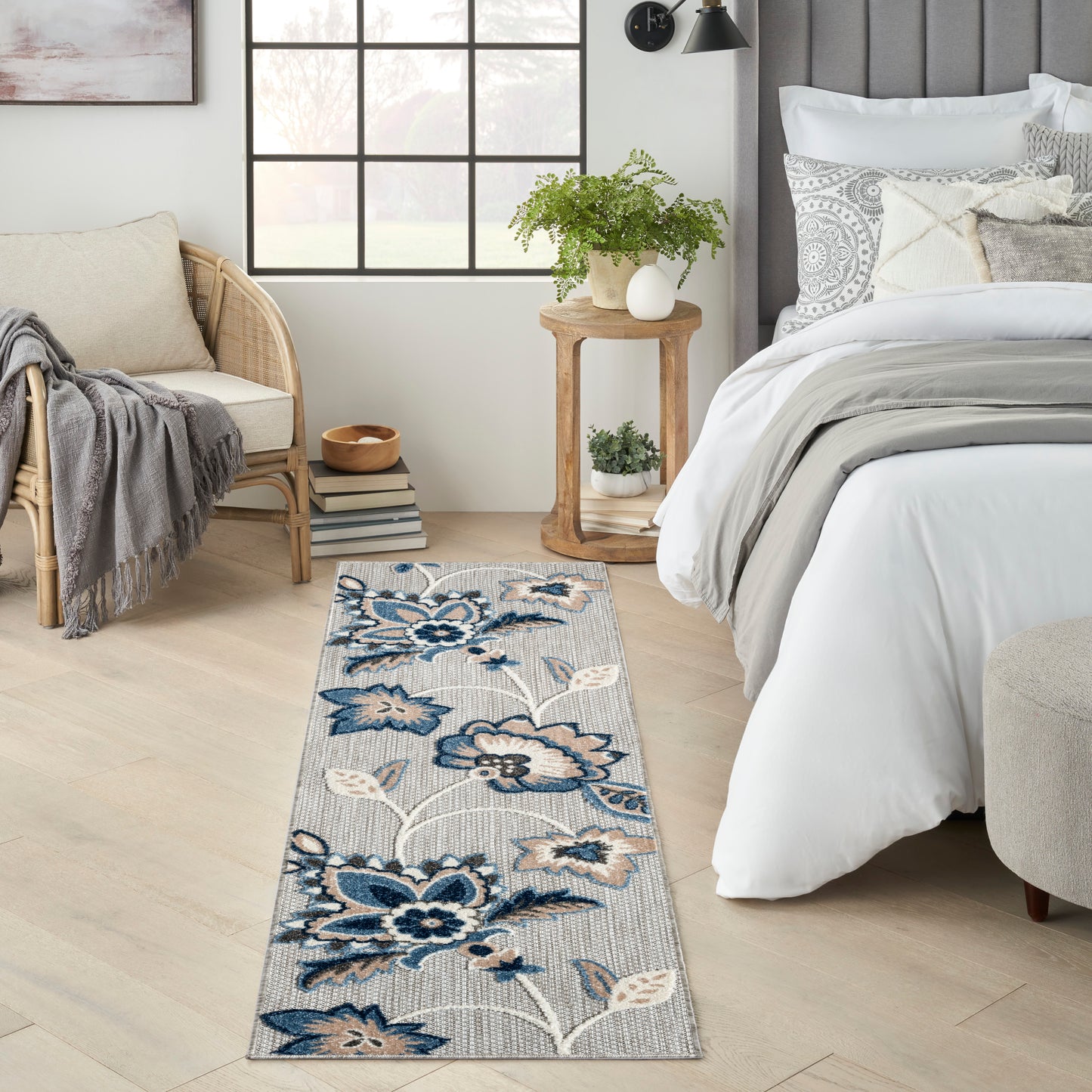 Nourison Aloha 2' x 6' Blue Grey Outdoor Rug