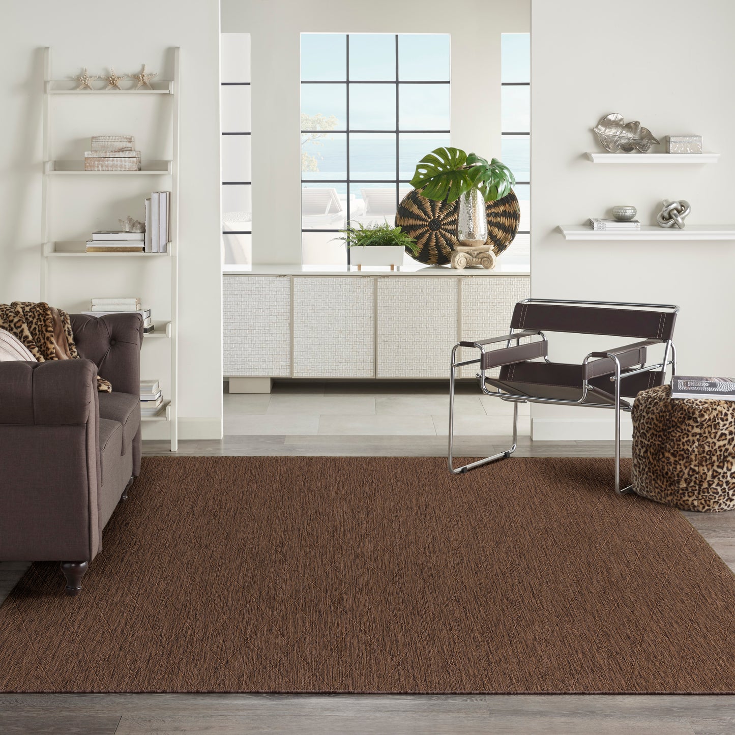 Nourison Washable Solutions 9' x 12' Mocha Modern Rug