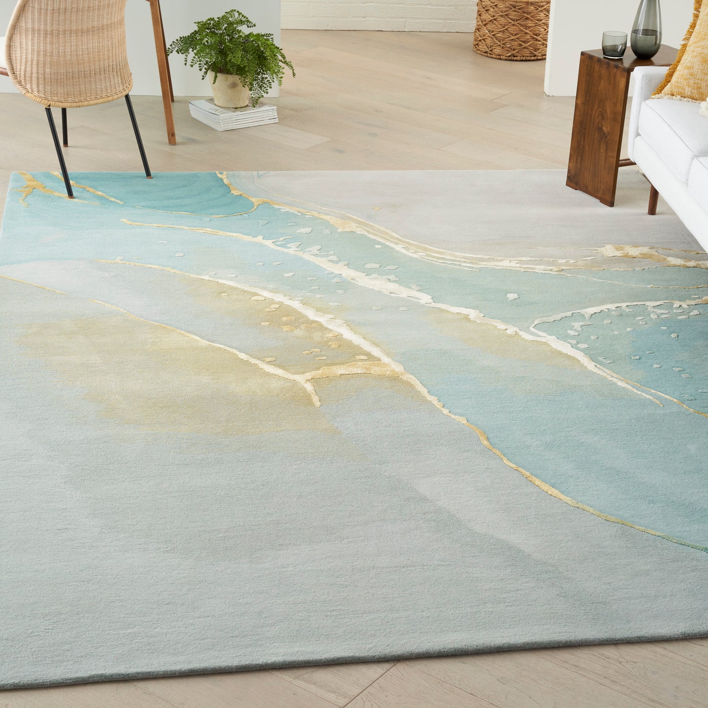 Nourison Prismatic 3'9" x 5'9" Grey/Seafoam Modern Indoor Rug