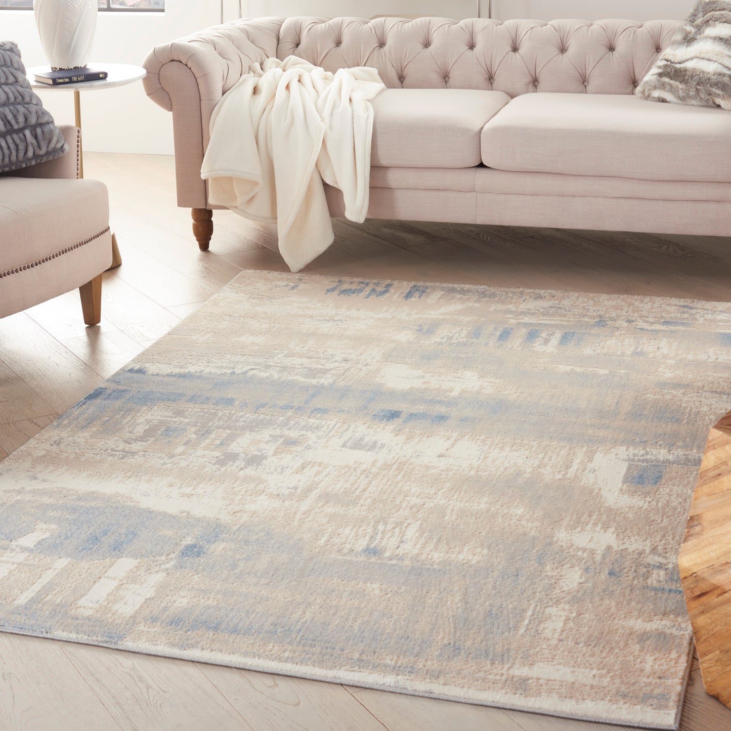 Nourison Solace 5'3" x 7'3" Ivory/Grey/Blue Modern Indoor Rug