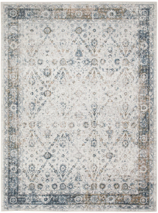 Nourison Astra Machine Washable 4' x 6' Ivory Blue Vintage Indoor Rug