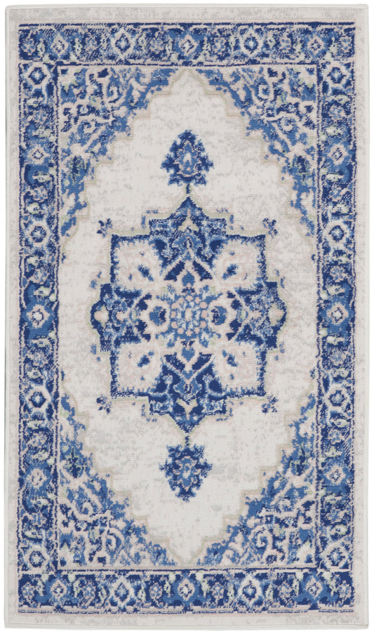 Nourison Whimsicle 3' x 5' Ivory Blue Farmhouse Indoor Rug