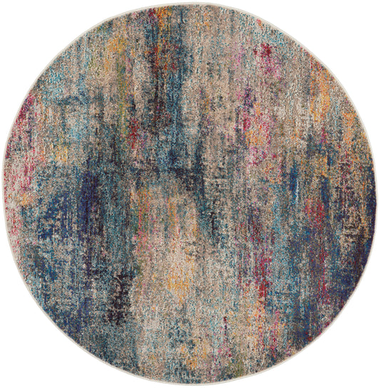 Nourison Celestial 4' x Round Multicolor Modern Indoor Rug