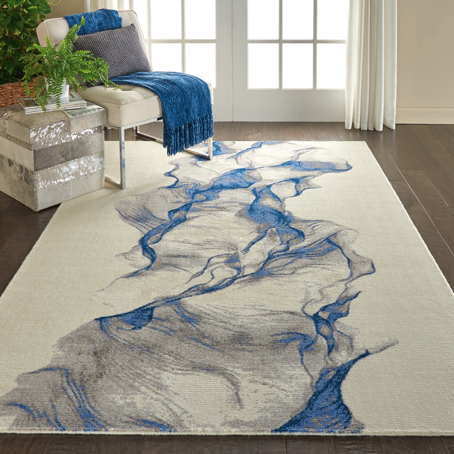 Nourison Twilight 5'6" x 8' Ivory/Blue Modern Indoor Rug