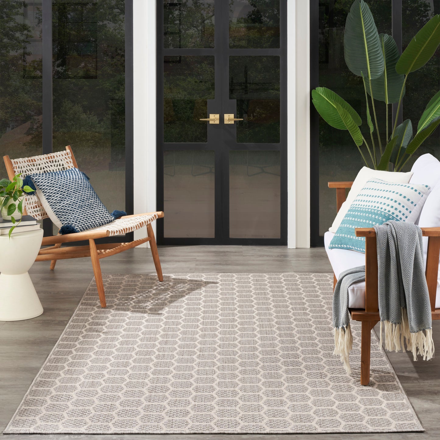 Nourison Twist Reversible 5' x 7' Grey Modern Rug