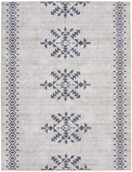 Nicole Curtis Machine Washable Series 1 7'10" x 9'10" Ivory/Charcoal Scandinavian Indoor Rug